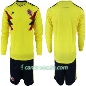 Camisolas de Futebol Colômbia Criança Equipamento Principal Copa do Mundo 2018 Manga Comprida